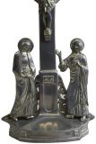 Antique Crucifix Cross Religious Art Deco Styling Mary and John Ebony Black
