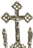Antique Crucifix Cross Religious Gothic Styling Mary and John Bronze Gold Metal
