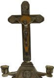 Antique Crucifix Cross Religious Madonna of Lourdes Mary Copper Metal Brass