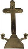 Antique Crucifix Cross Religious Madonna of Lourdes Mary Copper Metal Brass