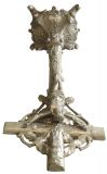 Antique Crucifix Cross Religious Pewter Black Tan Gray Textured Metal Brass