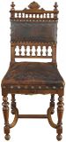 Antique Dining Chairs Henry II Set 8 Renaissance Embossed Leather Walnut