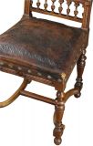 Antique Dining Chairs Henry II Set 8 Renaissance Embossed Leather Walnut