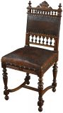 Antique Dining Chairs Henry II Set 8 Renaissance Embossed Leather Walnut