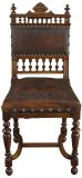 Antique Dining Chairs Henry II Set 8 Renaissance Embossed Leather Walnut