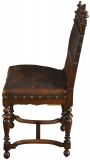 Antique Dining Chairs Henry II Set 8 Renaissance Embossed Leather Walnut