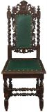 Antique Dining Chairs Hunting Set 8 Carved Oak  Green Vinyl Upholstery French