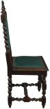 Antique Dining Chairs Hunting Set 8 Carved Oak  Green Vinyl Upholstery French