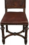 Antique Dining Chairs Renaissance Set 6 French Brown Embossed Leather Walnut