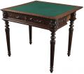 Antique Games Table Hunting Renaissance Oak Folding Top Green Fabric