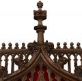 Antique Kneeler Prayer French Gothic 1870 Walnut Oak Red Religious Crucifix