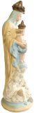 Antique Sculpture Religious Madonna Our Lady of Victory Cream Sky Blue