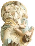 Antique Sculpture Religious Madonna Our Lady of Victory Cream Sky Blue