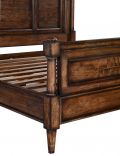 Bed Grayson King Rustic Pecan Solid Wood Carved Caps Old World Distressing