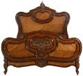 Bed Louis XV Rococo Queen Flame Mahogany Hand Carved Bookmatched Wood Banded