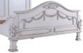 Bed Victorian Queen Ornately Carved Solid Wood Tall Headboard Old Lace White