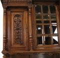 Buffet Henry II Renaissance Antique French 1900 Carved Walnut Glass Pane Door