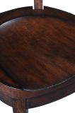 Cafe Side Chair Dining Carved Wood Saddle Seat  Curved X-Back  Dark Rustic Pecan