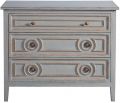 Chest Huntington Pewter Gray Gold Accents Distressed Wood Circle Design 3-Drawer