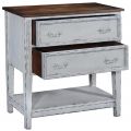 Chest Lafitte Solid Wood Distressed White Finish  Rustic Pecan  2 Drawers  Shelf