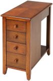 Chest of Drawers Distressed Olive Ash Burl Cherry Rubberwood 4 -Drawer