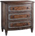 Chest of Drawers Plazzio Wood Carved Relief  Rustic Pecan Swedish Moss  Brass