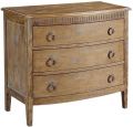 Chest of Drawers Theodore Bow Front Beachwood Finish Solid Wood Brass 3-Drawer