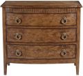 Chest of Drawers Theodore Bow Front Rustic Pecan Solid Wood Brass 3-Drawer