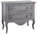 Chest of Drawers Vienna Weathered Gray Solid Wood  2-Drawer Petite  Brass Detail