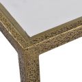 Coffee Table Cocktail Gold Leaf Hammered Texture Metal Rectangle Glass Top Shelf