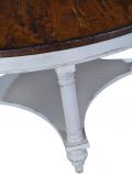 Coffee Table Glenbrook Antiqued White Rustic Pecan Round Top Solid Wood Shelf