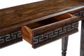 Console Greek Key Carved Solid Wood Rustic Pecan Fluted Legs Neoclassic