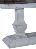 Console Table Italian Rustic Tuscan Antiqued White Pillars  Pecan Wood Fold Out