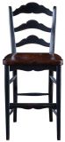 Counter Stool Colonial Wood Blackwash Rustic Pecan Saddle Seat Ladder Back