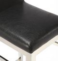 Counter Stool Contemporary Black Polyurethane Faux Leather Stainless Steel