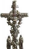 Crucifix Religious Jesus Crown Mary and John Silver Metal Antique French 1900