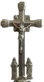Crucifix Religious Mary and John Jesus Eye of God Metal Antique French 1900