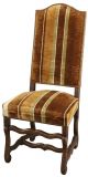 Dining Chairs French Sheepbone Set 6 1930 Oak Brown Beige Stripe Upholstery