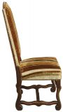 Dining Chairs French Sheepbone Set 6 1930 Oak Brown Beige Stripe Upholstery