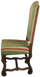 Dining Chairs French Sheepbone Set 6 Red Green Stripe Upholstery 1930 Oak