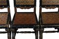 Dining Chairs Renaissance Castle Lions Set 6 Carved Mahogany Wood Leather