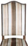 Dining Chairs Set 8 Vintage French Sheepbone Oak Brown Beige Stripe Upholstery