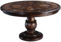 Dining Table Barcelona Round 5-Ft Parquet Top  Solid Wood  Distressed Walnut
