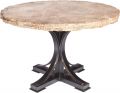 Dining Table WINSTON Live Edge Round Top 48-In Beige Ebony Black Marble