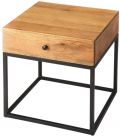 End Table Side Industrial Square Black Natural Distressed White Iron Mango