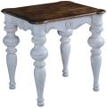 End Table Side Portico Antique White Rustic Pecan Solid Wood Round Corners