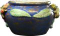 Italian Majolica Ceramic Bowl  Blue  Fruit and Grapes