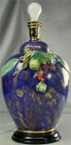 Italian Majolica Table Lamp  Hand-Painted Blue Glaze  Lemons and Fruit w  Leaves