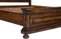 King Bed Edward Old World Rustic Pecan Distressed Solid Wood Rounded Bun Feet