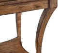 Lamp Table Bendale End Side Square Rustic Pecan Wood Curved Legs Solid Stretcher
